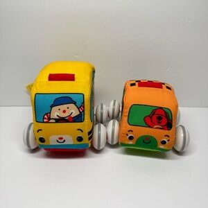 Melissa & Doug K's Kids Pull-Back Town Vehicles 2 Soft Cloth Rolling Toy Cars